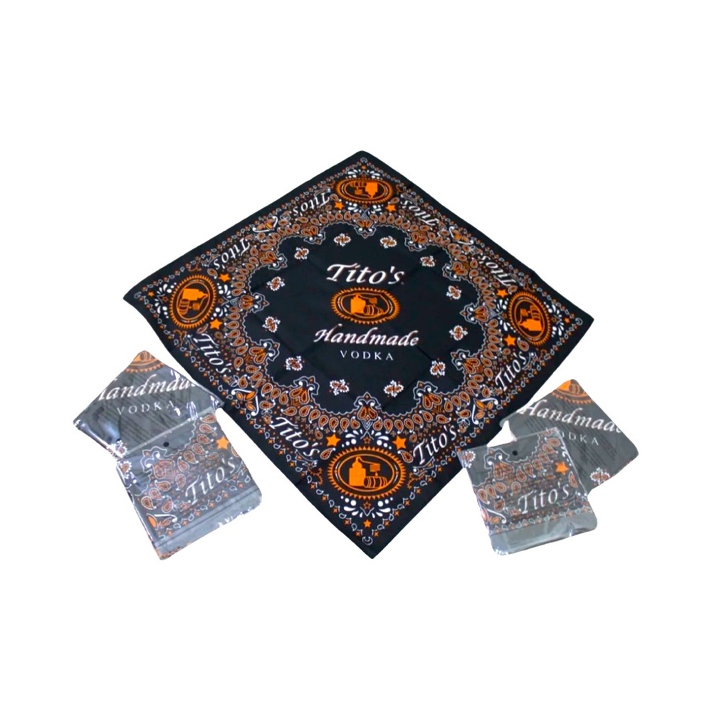 Tito's Vodka Black Bandana Paisley Logo 21x21